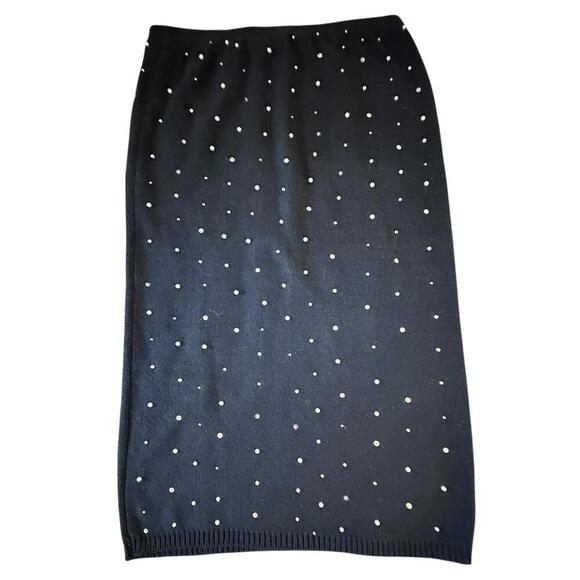 Bonnie Boerer Co. Beaded Knit Pencil Skirt Black Small – Vintage 80s Hong Kong - Picture 1 of 4